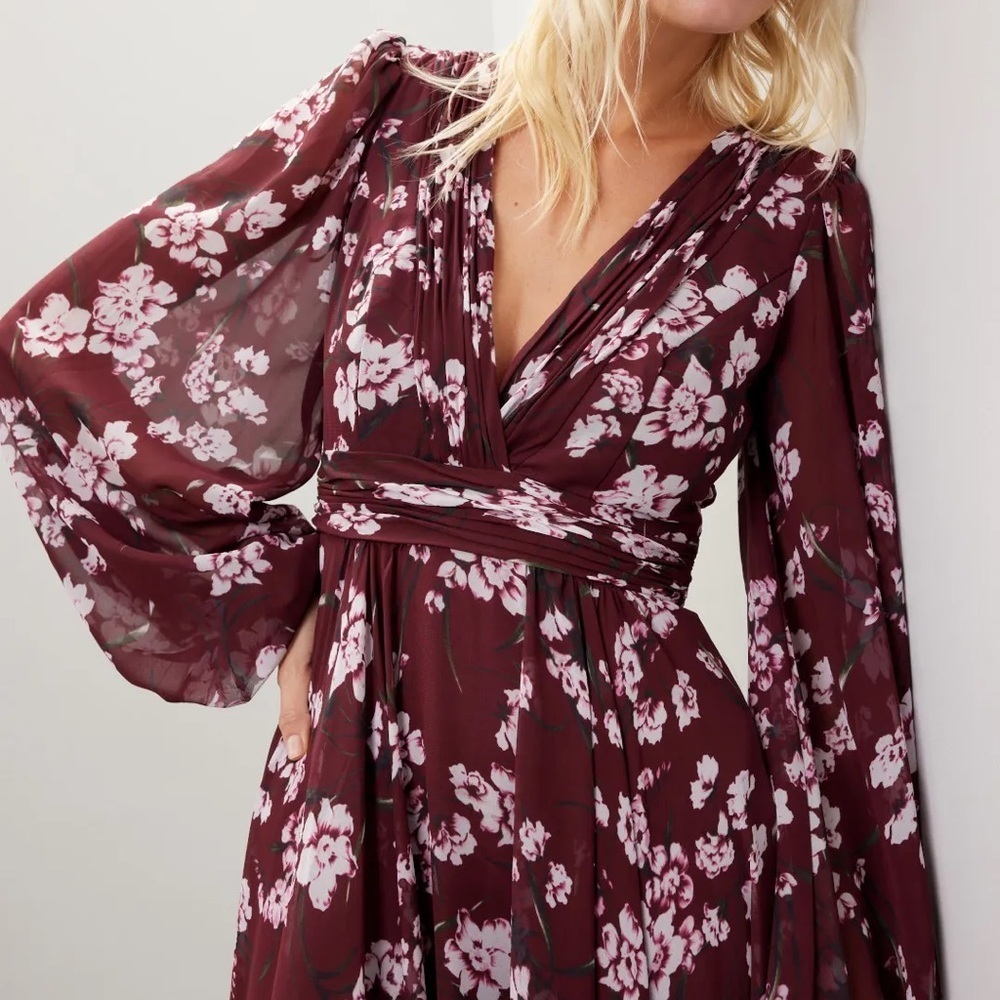 Mac Duggal Floral Chiffon Gown